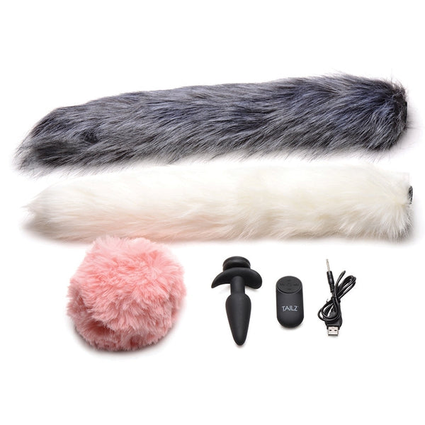 Tailz Vibrating Anal Plug & 3 Tails With Remote Control Butt Plug XR Brands 