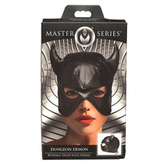 Dungeon Demon Bondage Hood With Horns mask Master Series 