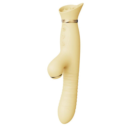 Rose Rabbit Air Pressure & Thrusting Vibe Thrusting vibrator Zalo Yellow 